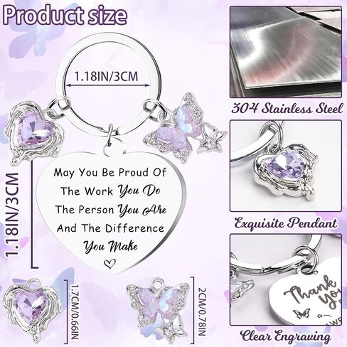 Thank You Gifts Appreciation Keychain - Inspirational Keyring for Women, Employee, Teacher, and Coworker for Thanksgiving in Saudi Arabia