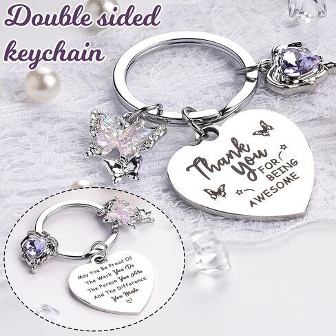 Thank You Gifts Appreciation Keychain - Inspirational Keyring for Women, Employee, Teacher, and Coworker for Thanksgiving in Saudi Arabia