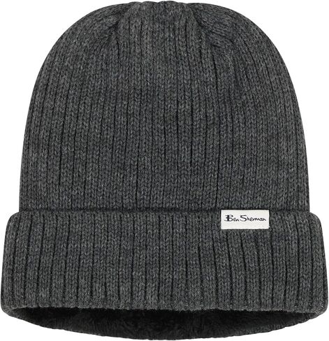 Ben Sherman Plush-Line Rib Knit Mens Hats - Cuffed Winter Hat with Fur Lining - 2 Pack Warm Beanie Hat in Saudi Arabia