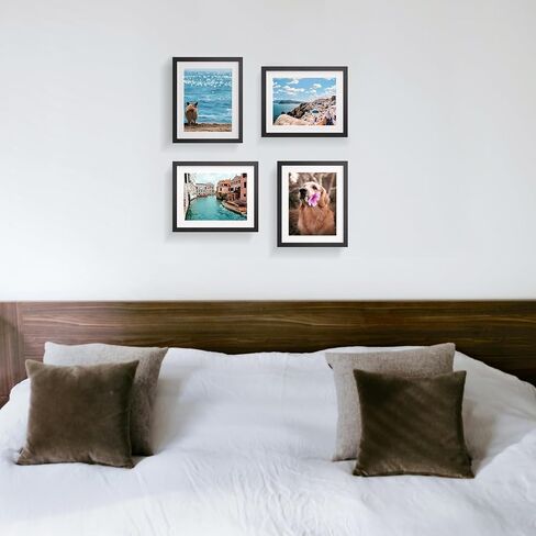 إطار صورة مقاس 8 × 10، عرض صور مقاس 5 × 7 مع حصيرة أو 8 × 10 بدون حصيرة، إطار صورة أسود من الخشب الهندسي مع زجاج مقاوم للكسر للتركيب على الحائط أو عرض سطح الطاولة in Kuwait