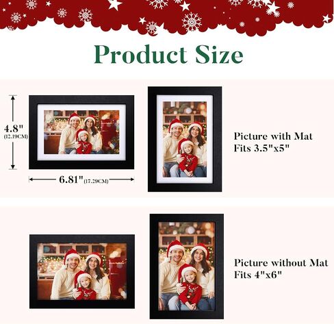 cozymood 4x6 Picture Frame Set of 2, Black Picture Frames 4x6 Photo Frame with Hd Plexiglass, Small Picture Frames 4 by 6 Picture Frame Matted to 3.5x5 Picture Frame, Desk Picture Frames for Office in Saudi Arabia