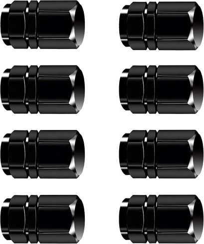 8 Pack Valve Stem Cap for Cars, Aluminum Tire Air Valve Cap Dustproof Air Covers, Universal Tire Stem Caps Airtight Seal for Cars, SUV, Bike, Motorcycle and Trucks, Hexagon Design(Black) in Saudi Arabia