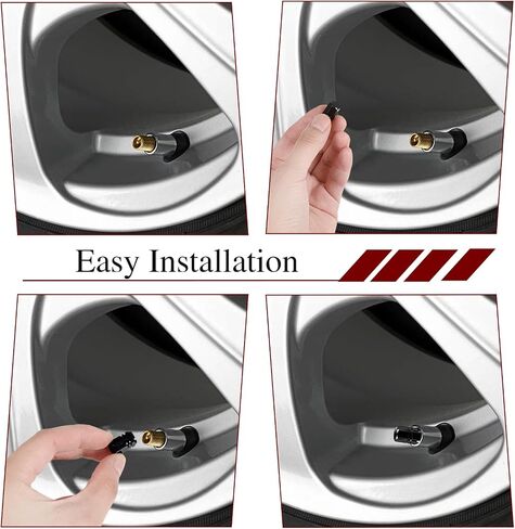 8 Pack Valve Stem Cap for Cars, Aluminum Tire Air Valve Cap Dustproof Air Covers, Universal Tire Stem Caps Airtight Seal for Cars, SUV, Bike, Motorcycle and Trucks, Hexagon Design(Black) in Saudi Arabia