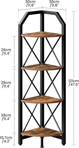 59.4" Corner Shelf, 5-Tier Industrial Corner Bookshelf, Corner Storage Stand, Plant Stand Display Shelf, Corner Bookcase for Bedroom, Living Room, Home Office, Rustic Brown and Black TCJ10BF in Kuwait