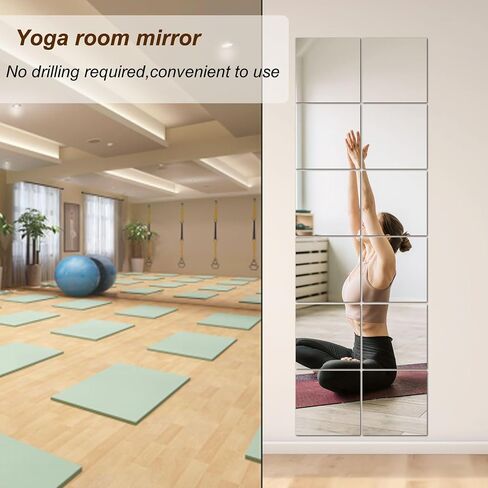 Wall Mirror Full Length for Bedroom,Glass Gym Mirrors,Extra Thick: 0.12 inch,（Hexagonal Mirror） 6 x 10 x12 inch 6 Pcs, It is Suitable for Dance Studios, Wardrobe Doors, bedrooms, Gyms. in Saudi Arabia