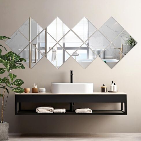 Wall Mirror Full Length for Bedroom,Glass Gym Mirrors,Extra Thick: 0.12 inch,（Hexagonal Mirror） 6 x 10 x12 inch 6 Pcs, It is Suitable for Dance Studios, Wardrobe Doors, bedrooms, Gyms. in Saudi Arabia