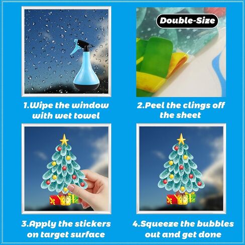 Christmas Window Clings Winter Santa Claus Window Stickers Silhouette Cover Decals Reusable Window Decals Xmas Tree Snowy Lightbulb Holiday Party Indoor Christmas Decor for Windows Glass 210PCS in Saudi Arabia
