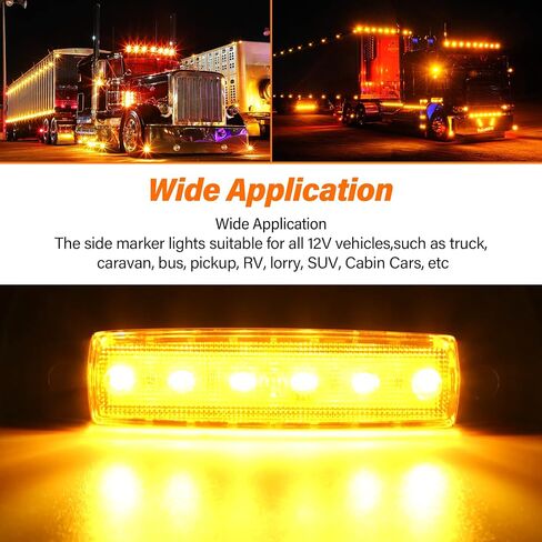 10pcs Ambe 12V 6LED Trailer Side Marker Indicator Lights 3.8" Waterproof Front Rear Signal Side Clearance Marker Light for Trailer Truck Front Rear Van Pickup Rv Camper Boat… in Kuwait
