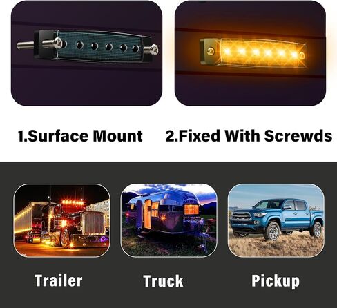 10pcs Ambe 12V 6LED Trailer Side Marker Indicator Lights 3.8" Waterproof Front Rear Signal Side Clearance Marker Light for Trailer Truck Front Rear Van Pickup Rv Camper Boat… in Kuwait