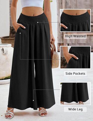 BMJL Women 2024 Wide Leg Lounge Pants with Pockets Summer High Waisted Pants Casual Palazzo Pants in Saudi Arabia