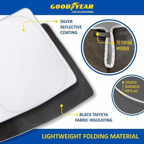 مظلة شمس للزجاج الأمامي قابلة للطي من Goodyear لسيارة Mitsubishi Outlander 2014-2021، غطاء زجاج أمامي للسيارة مناسب حسب الطلب، مظلة شمسية للسيارة، واقي شمس للسيارة، ظلال نافذة السيارة التلقائية للنافذة الأمامية - GY008238 in Saudi Arabia