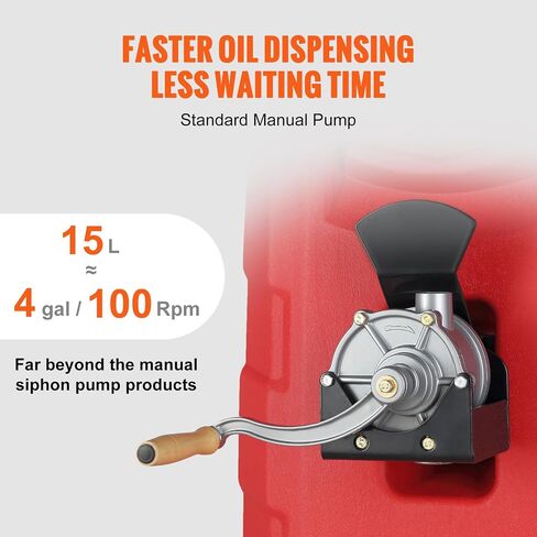 VEVOR 16 Gallon Fuel Caddy, 7.8 L/min, Portable Gas Storage Tank Container with Hand Pump Rubber Wheels, Fuel Transfer Storage Tank for Gasoline Diesel Machine Oil Car Mowers Tractor Boat Motorcycle in Saudi Arabia