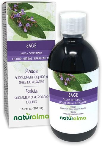 المريمية (Salvia officinalis) صبغة أوراق خالية من الكحول Naturalma | 4 أونصة سائلة من المستخلص في قطرات | مكمل عشبي | نباتي | منتج إيطاليا in Kuwait