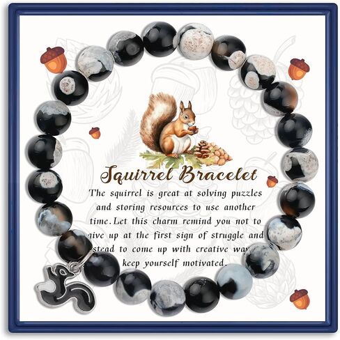 Squirrel Gifts for Squirrel Lovers Natural Stone Beads Squirrel Bracelets Squirrel Jewelry Inspirational Gifts for Friend in Saudi Arabia