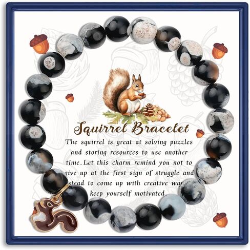 Squirrel Gifts for Squirrel Lovers Natural Stone Beads Squirrel Bracelets Squirrel Jewelry Inspirational Gifts for Friend in Saudi Arabia