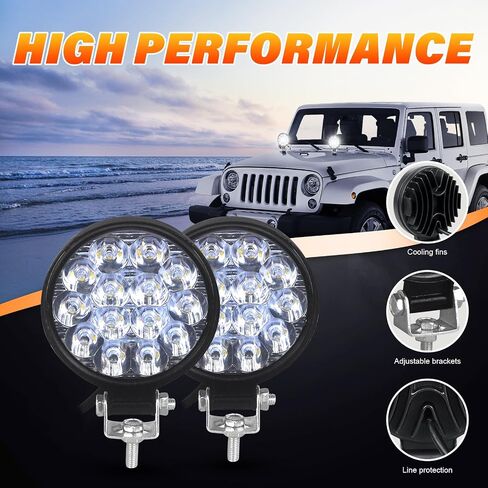 Willpower 2 Pieces 4 inch 10cm 48W Mini Thin LED Work Light Spot Beam LED Pods Driving Lights 12V 24V Offroad Fog Lamps for Truck Tractor Boat 4x4 Car SUV ATV Excavator in Saudi Arabia