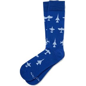 Men's Designer Aviation Military Airplanes Flight Novelty Crew Dress Socks