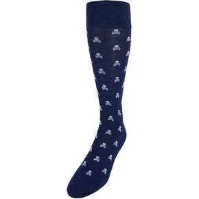 Trafalgar Men's Rodger Skull and Cross Bones Mercerized Cotton Mid-Calf Socks