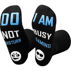QAPIZM Do Not Disturb I'M Gaming Socks, Teen Boys Gift Teenage Stocking Stuffers Gamer Sock for Men, Father, Dad, Grandson
