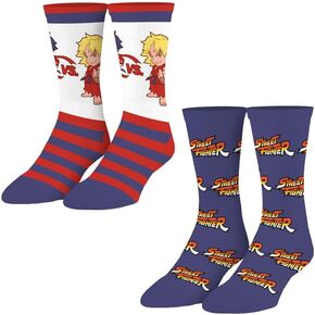 جوارب Odd Sox Street Fighter مكونة من قطعتين للرجال، هدية مرحة، مزيج ومطابقة