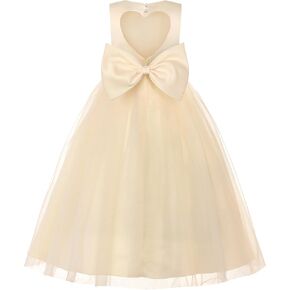 JerrisApparel Flower Girl Dress Heart Cutout Back Sleeveless Tulle Gown Beaded Waist Wedding Party Dress