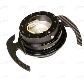 NRG Innovations NRG-SRK-700BK-CF GEN 4.0 Steering Wheel Quick Release Adapter, With Bolts & Allen Key, 6 X 70mm / 6 x 74mm Bolt Pattern Black Body/Black Ring With Carbon Fiber Handles