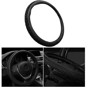 Elastic Stretch Car Steering Wheel Cover, Breathable Ice Silk Steering Wheel Protetcor, Soft Anti-Slip Cool in Summer, Auto Decoration Accessories Universal for Most Cars, SUVs, RVs（Beige）
