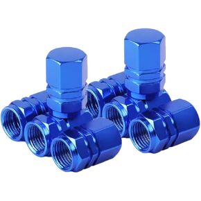 أغطية صمامات إطارات من الألومنيوم مع سدادة مطاطية مقاومة للتآكل، للسيارات والشاحنات والدراجات النارية وسيارات الدفع الرباعي والدراجات، أزرق - 8 قطع in Kuwait