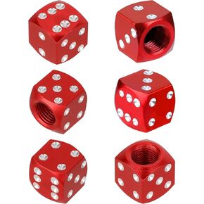 Aluminum Dice Air Valve Stem Covers, Dustproof Tire Valve Stem Caps, Resistant Leak-Proof Tire Cap Copper Core Dustproof Tire Pressure Caps Universal Fixie Bike Accessories for Car Truck SUV