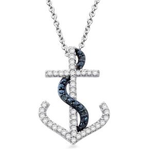 Jewelili Diamond Necklace Pendants with Cross, Heart, Hamsa, Anchor, Evil Eye, Star Options