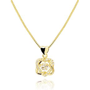 2 Interlocking Infinity Heart Necklace for Women • 14K Gold Over 925 Sterling Silver Dancing Cubic Zirconia Pendant • Mom and Daughter Mothers Day Gifts Ideas [HN-DC]