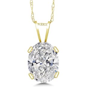 Gem Stone King 1.50 Ct IGI Certified Oval Lab Grown Diamond Pendant Necklace | 14K Yellow Gold | F-G Color | VS1 Clarity | Gold Necklace For Women | With 18 Inch Chain