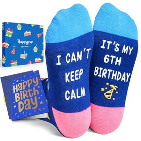 HAPPYPOP 6th Birthday Gifts for Boys - Socks for Girls Age 6, Six Year Old Gifts for Kids, 6 Year Old Gift Ideas, Happy Birthday Gift Box with Greeting Card