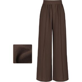 SeSe Code Womens Wide Leg Trousers Pants Waffle Knit Lounge Palazzo Pant High Waisted Casual Slacks with Pockets