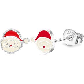 Sterling Silver Christmas Earring for Women Christmas Tree Santa Claus Snowman Snowflake Hypoallergenic Stud Earrings Holiday Earring Xmas Earrings Christmas Jewelry Gifts