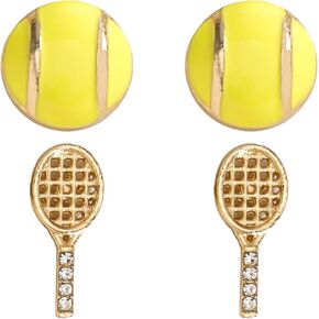 dvacaman 2 Pairs of Alloy Dangle tennis Earrings for Women - Hypoallergenic Sports Stud Earrings