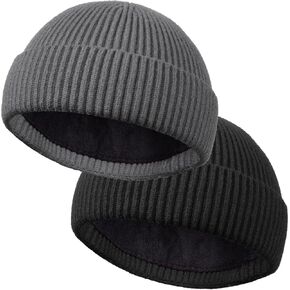 ROYBENS Wool Fisherman Beanie for Men Women, Knit Cuffed Fleece Lined Beanies Winter Warm Hat Skull Cap Unisex in Kuwait