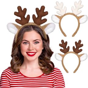 Zivyes 2PCS Reindeer Antlers Headband Deer Antler Headband Christmas Reindeer Ears Hair Hoop Costume Party Headpiece