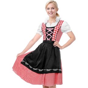 Women's German Dirndl Dress Costumes 3 Pcs Oktoberfest Costume Bavarian Costume for Oktoberfest Halloween Carnival