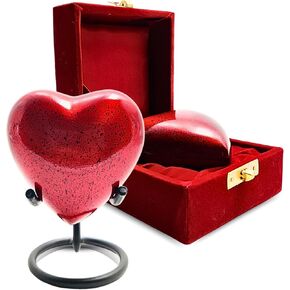HIGH Street Nautical - Small Heart Urn for Human Ashes - Keepsake Urn with Box & Stand - Mini Red Urn Honor Your Loved One with Handcrafted Small Urn - Cremation Urn for Men & Women wit Stand