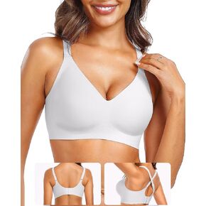 Vertvie Bras for Women No Underwire Push Up Bra Wireless Seamless Supportive Full Coverage Bralettes Convertible T Shirt Bras
