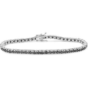 JEWELEXCESS Diamond Tennis Bracelets for Women – 5 Carat Black Diamond Sterling Silver Bracelet – Hypoallergenic Diamond Tennis Bracelet Silver – Tennis Bracelets for Women Sterling Silver Bracelets