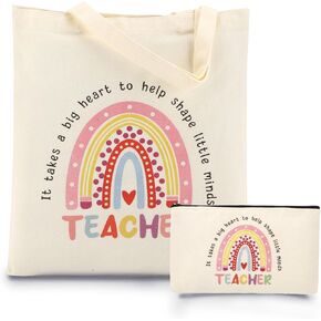 Teacher Christmas Gifts for Women-Canvas Tote Bags Set for Teacher,Teacher Appreciation Gifts for Teacher