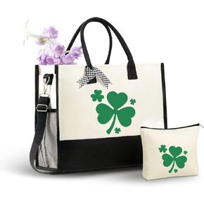 InnoBeta Irish Gifts for Women Canvas Tote Bag, Irish Gifts Tote with Top Zipper Closure and Shoulder Strap for Birthday, Mother's Day, Christmas