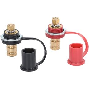 Agatige 2PCS Remote Battery Terminals, 3/4in 250A Battery Charger Post Battery Post Adapter Stud Jumper Terminal Battery Post Pile Jumper Terminal Black Red for Auto Truck Boat ATV RV