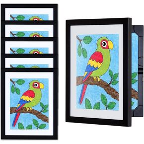 Dynamic Frames Li'l Davinci Front-Open Art Frame 6-Pack - for 9x12 Items, Store up to 50 Per Wooden Frame, Vertical or Horizontal, 11.75 x 14.75 Outer Dimensions, Black