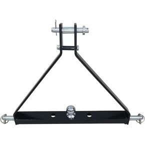 Field Tuff FTF-013PTH Heavy Duty Powder Coated Steel 3 Point Multi Function Triangle Frame Towing Trailer Hitch w/ 2 Inch Ball for Lawn Tractor, Black