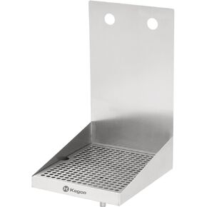 Kegco SEWM-1210-3 12" x 10" x 18" Wall Mount Drip Tray with Drain - 3 Shank Holes