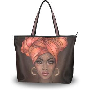 Woman Tote Bag Shoulder Handbag African American Woman for Work Travel Business Beach Shopping School