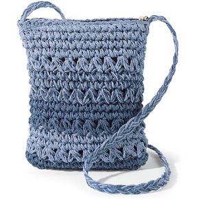 SAGEFINDS Blue Straw Handbag for Women, Woven Crossbody Purse for Summer and Beach, Shoulder Bag with Top Zip Closure, 8 ½" x 9 ½"